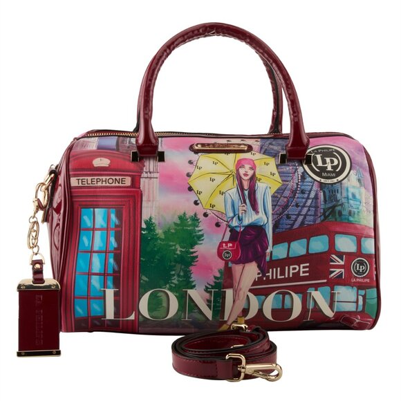 La Philipe handbag "Umbrella In London" 100% Vegan Leather, Hand Designed - Picture 1 of 5